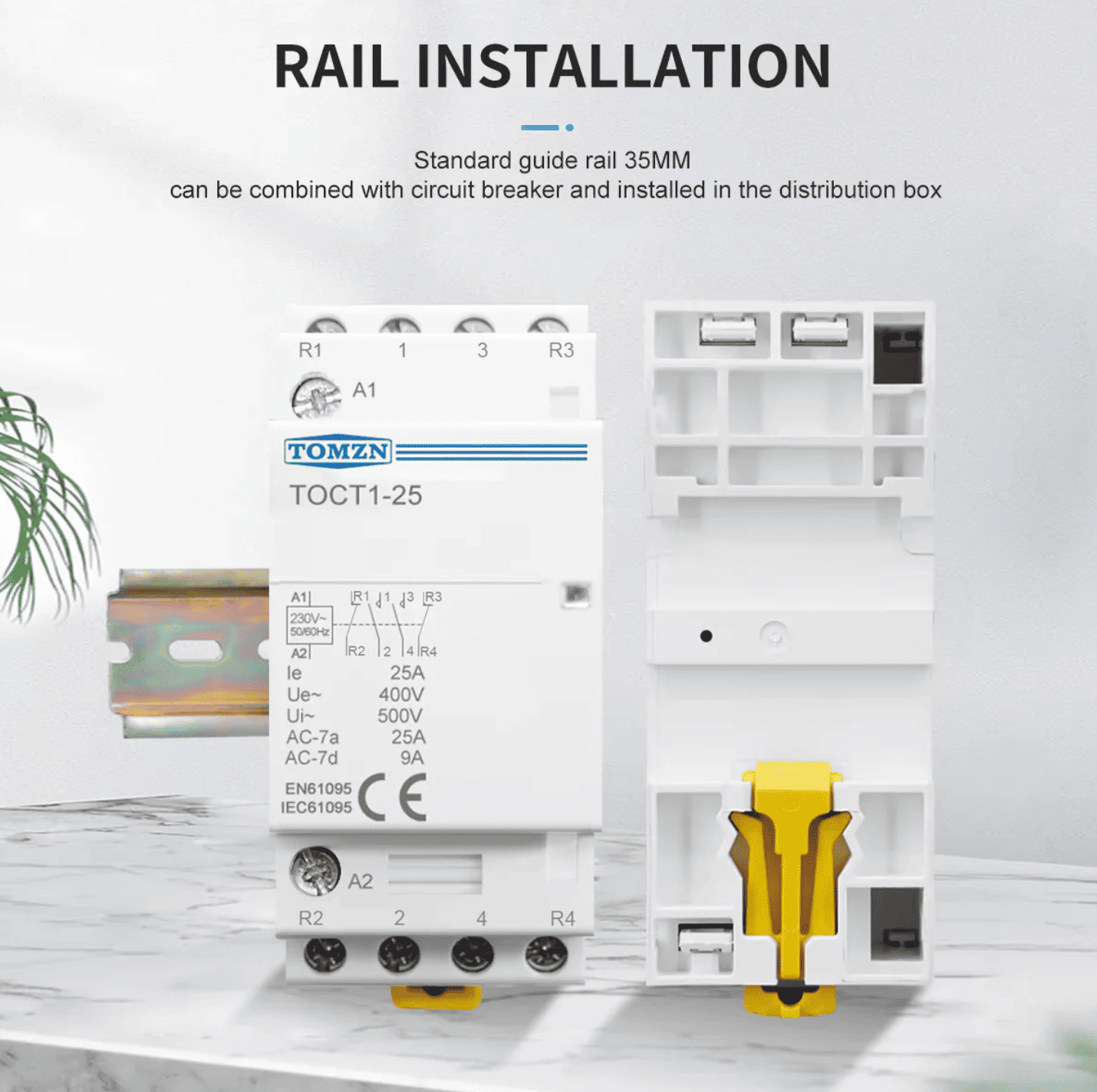 Tomzn TOCT1 2NO 2NC AC Din Rail Household Modular Contactor - image 2