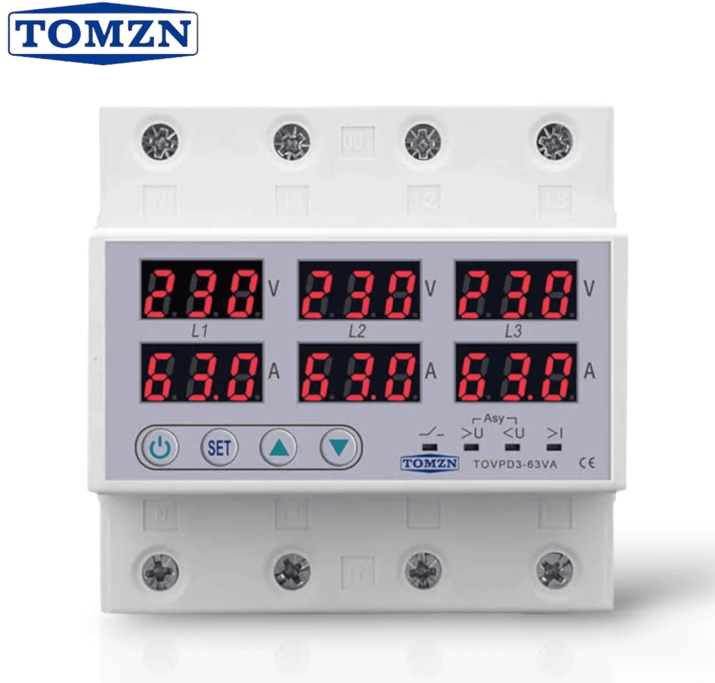 Tomzn TOVPD3-VA 3Phase 4 Pole Voltage and Current Protector - image 1
