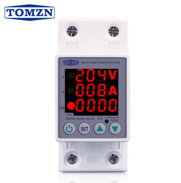 Tomzn 3rd Gen 3in1 Voltage Protector Over and Under Voltage Protective Device with Kwh Meter - image 1