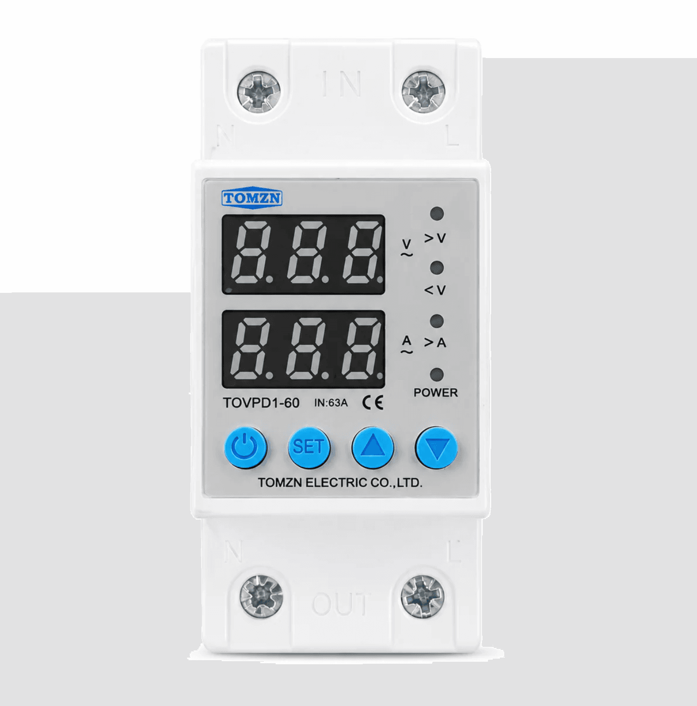 Tomzn 4th Gen 2IN1 Adjustable Over & Under Voltage Protector TOVPD1-63/TOVPD1-40 (Colourful) - image 1