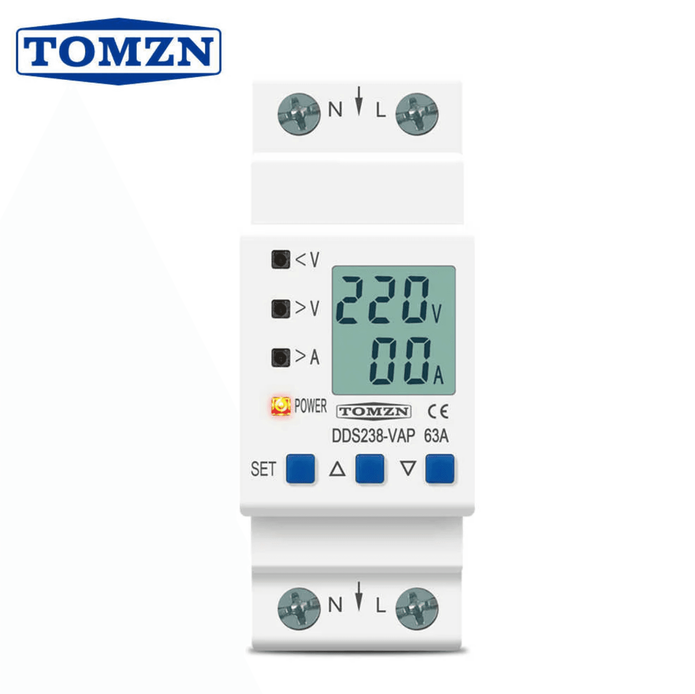 Tomzn DDS238-VAP Digital Voltage Protector 63A, 4in1 Adjustable (up to 400V) - image 1