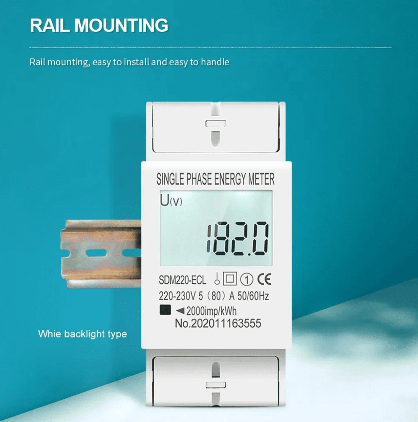 Tomzn SDM220-ECL 2P Din Rail Single Phase Digital Energy Meter - image 2