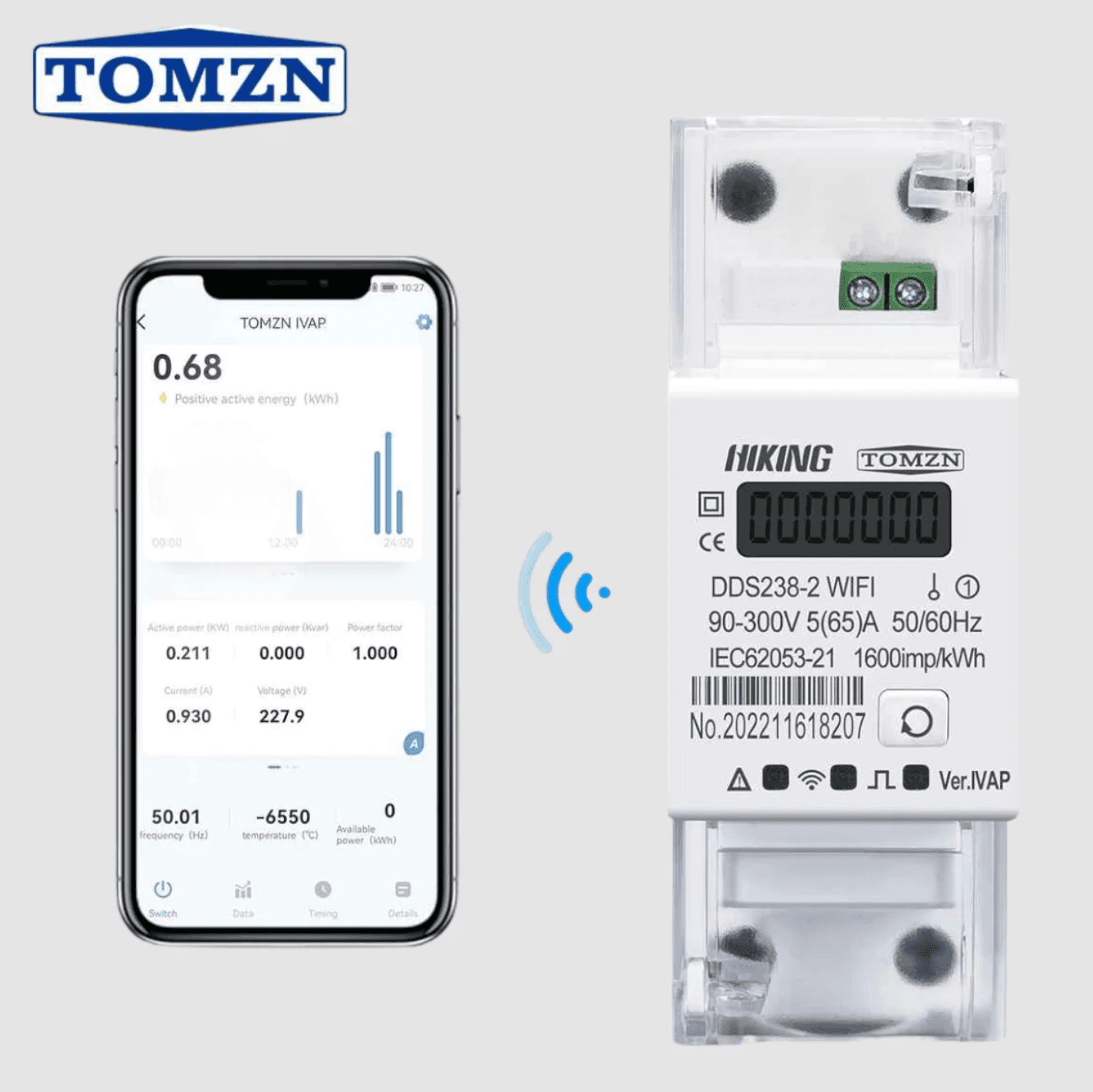 Tomzn DDS238-2 WIFI Smart Energy Meter with Display Power Consumption Monitor (Import/Export) - image 1