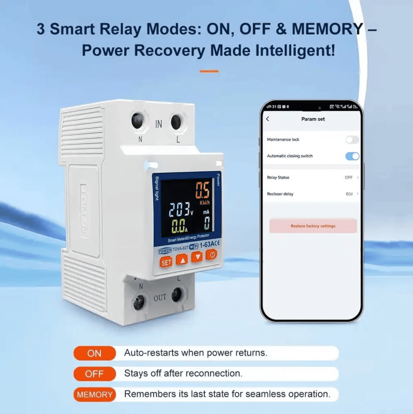 Tomzn All in One TOMPD 63LW 63A WIFI Smart Circuit Breaker (10in1 Full Function) - image 2