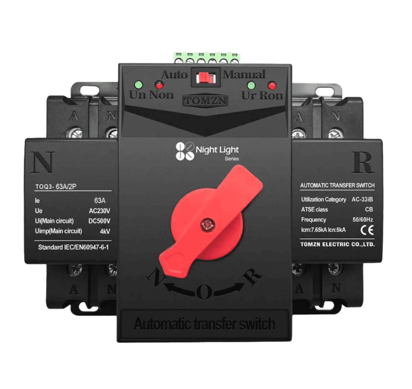 TOMZN TOQ3 2P-63A DC Single Phase Din Rail Dual Power Automatic Transfer Switch ATS - image 1