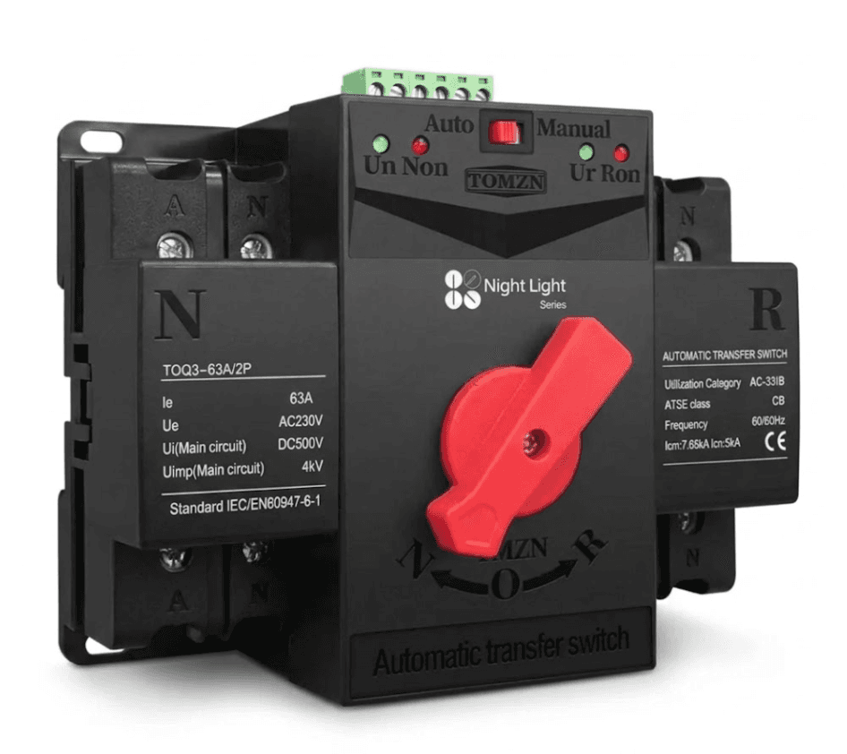 TOMZN TOQ3 2P-63A DC Single Phase Din Rail Dual Power Automatic Transfer Switch ATS - image 3