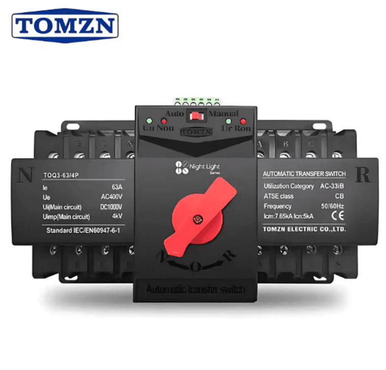 TOMZN TOQ3 4P-63A DC 4 Pole Din Rail Dual Power Automatic Transfer Switch ATS - image 1