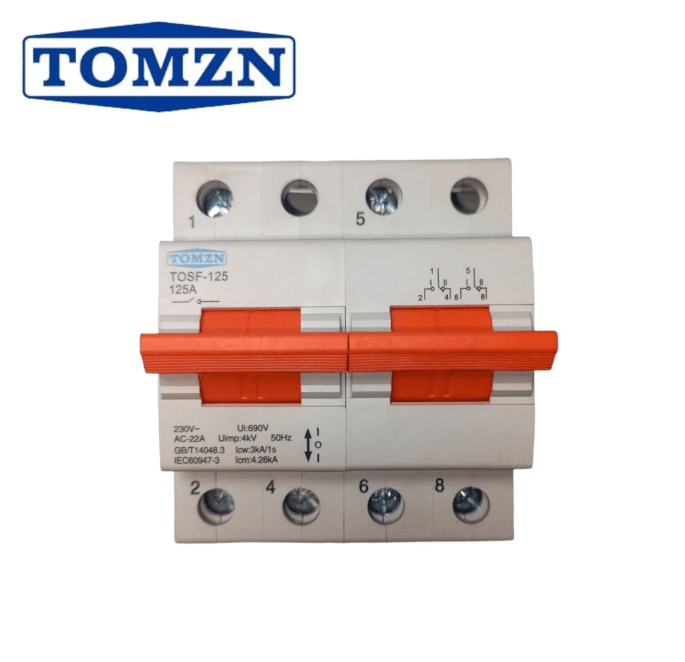 Tomzn TOSF-125 2P 125A MTS Dual Power Manual Transfer Isolating Switch (Changeover) - image 1