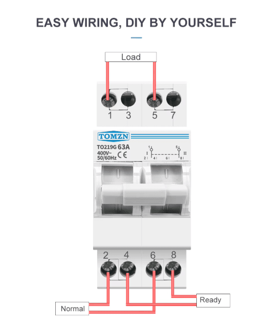 Tomzn 2-Line 2P 63A Breaker Type Changeover Switch - image 2