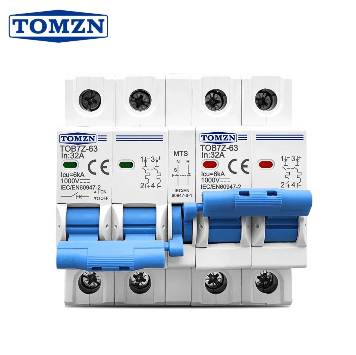 Tomzn TOB7Z-63 2P+2P 63A DC MTS Dual Power Manual Transfer Switch for PV System - image 1