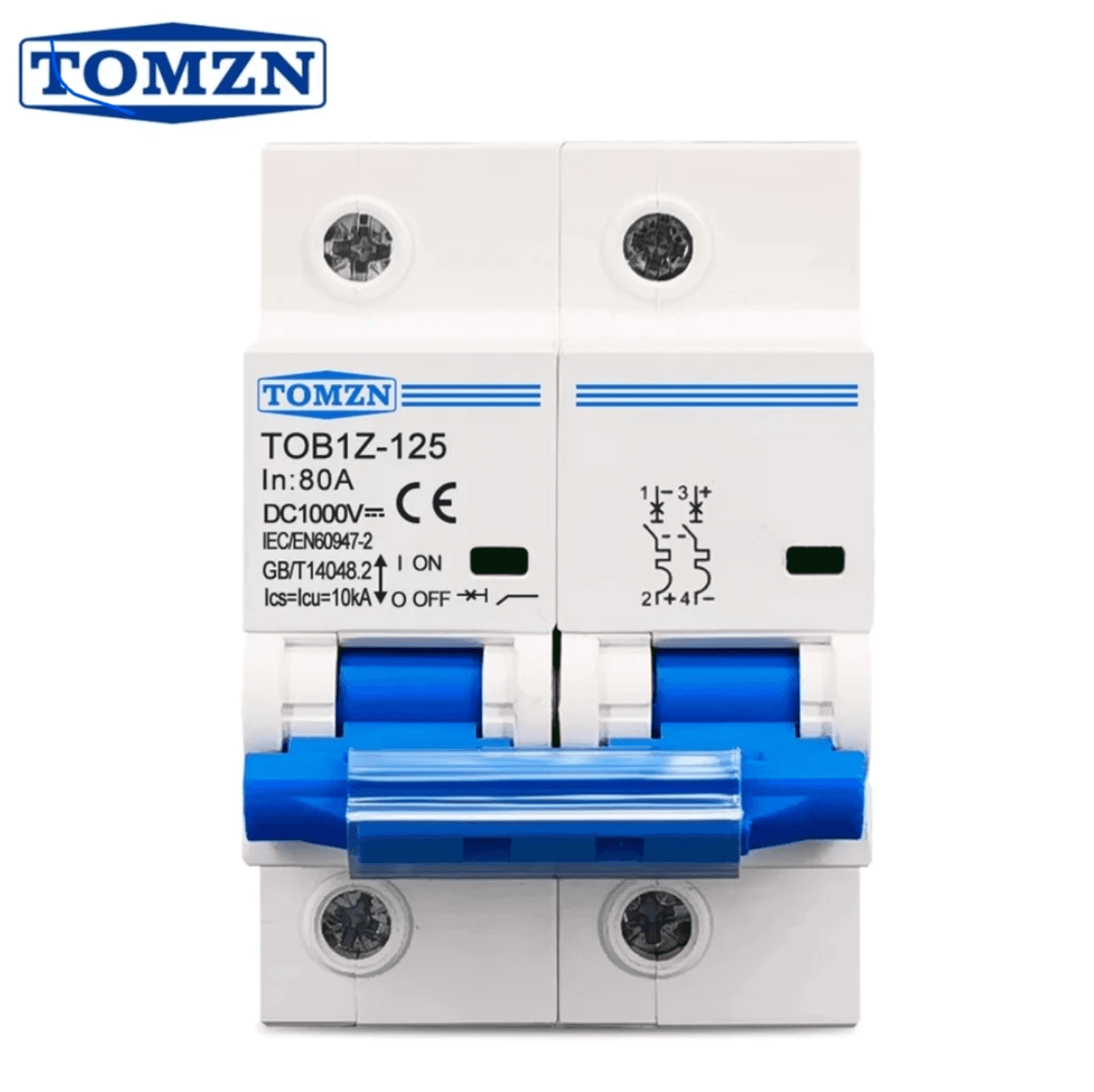 Tomzn 2P DC MCB Circuit Breaker 125A/100A - image 1