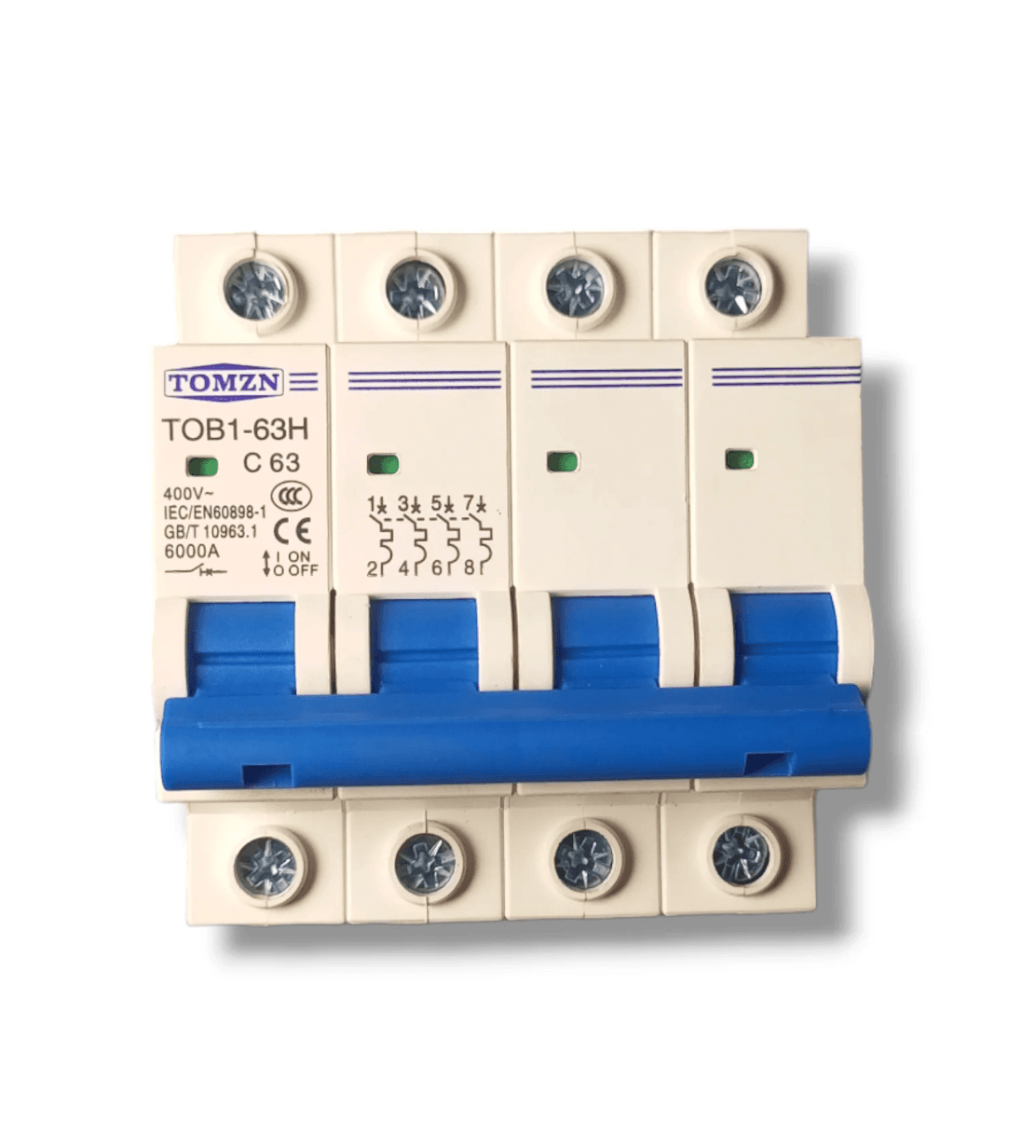 Tomzn 4 Pole AC MCB Circuit Breaker (TOB1-63H/DZ47-125) - image 2
