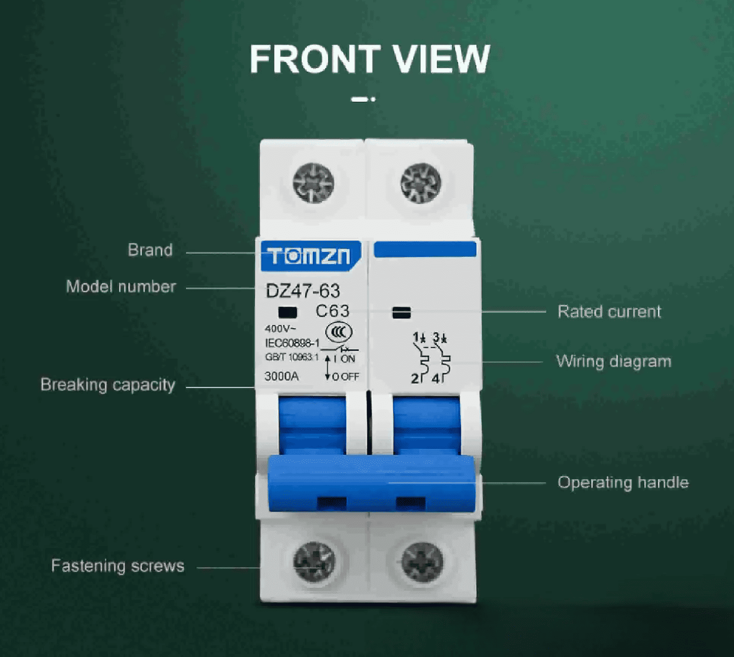 Tomzn 2P AC C Type MCB Circuit Breaker - image 2